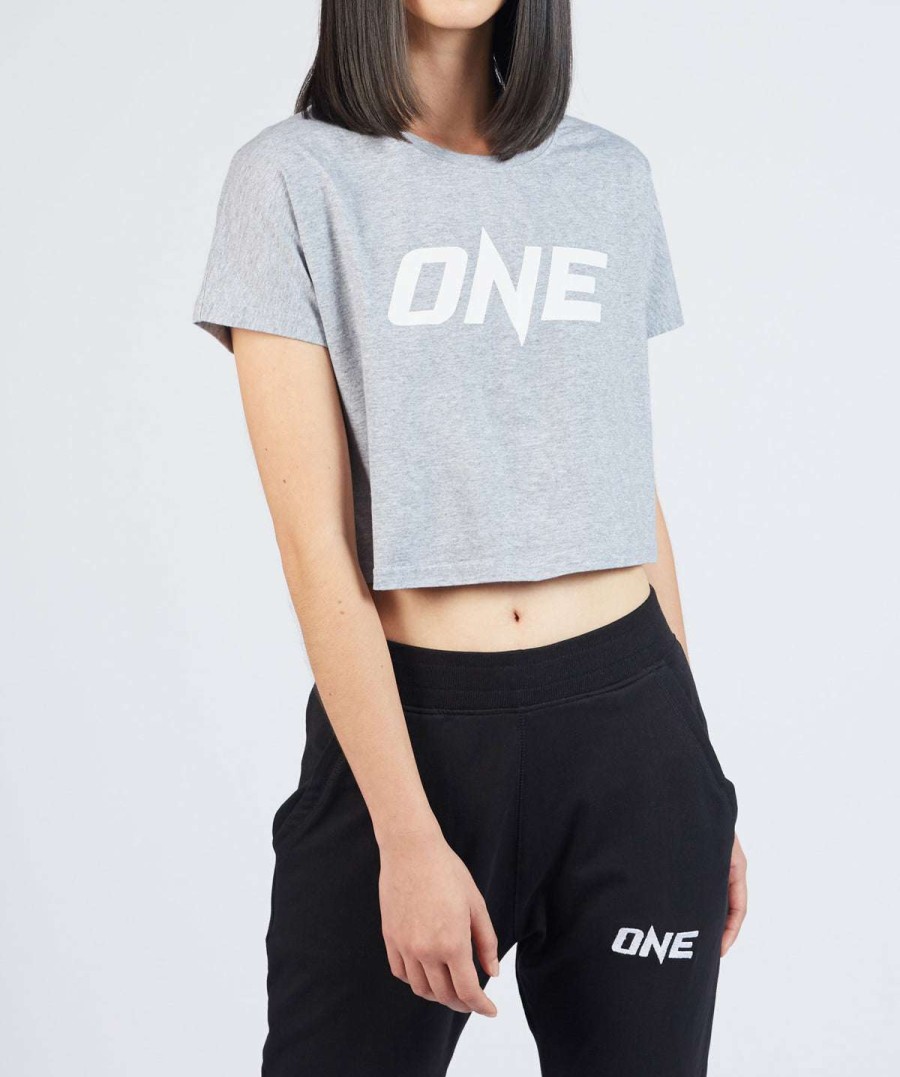 Logo Tee * | One Heather Gray Logo Crop Tee New Threads