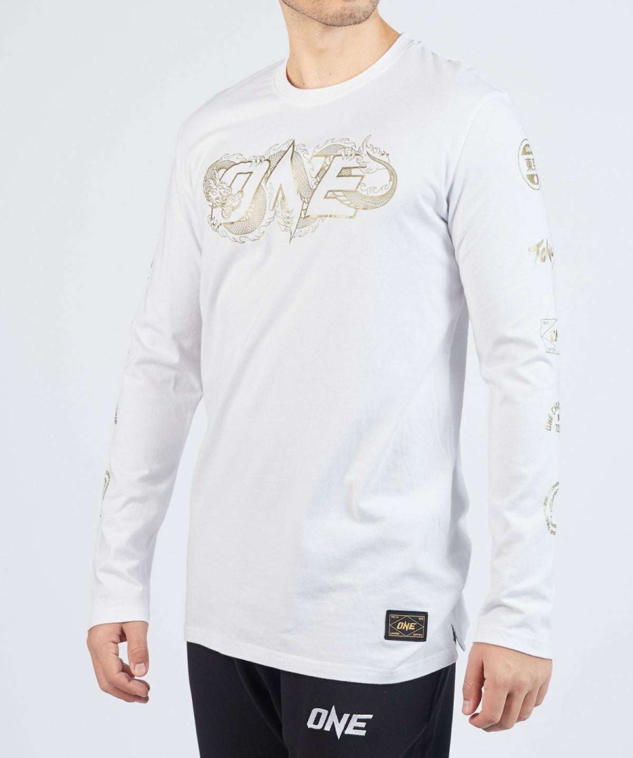 Logo Tee * | One Dragon Logo Tokyo Long Sleeve Tee (White) Top Sellers