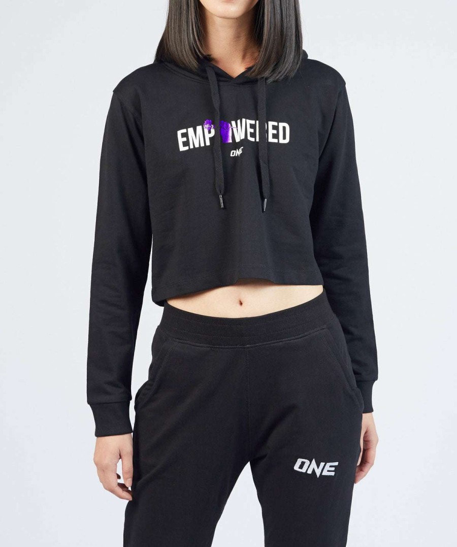 Hoodies * | Empowered Crop Hoodie (Black) Bestsellers